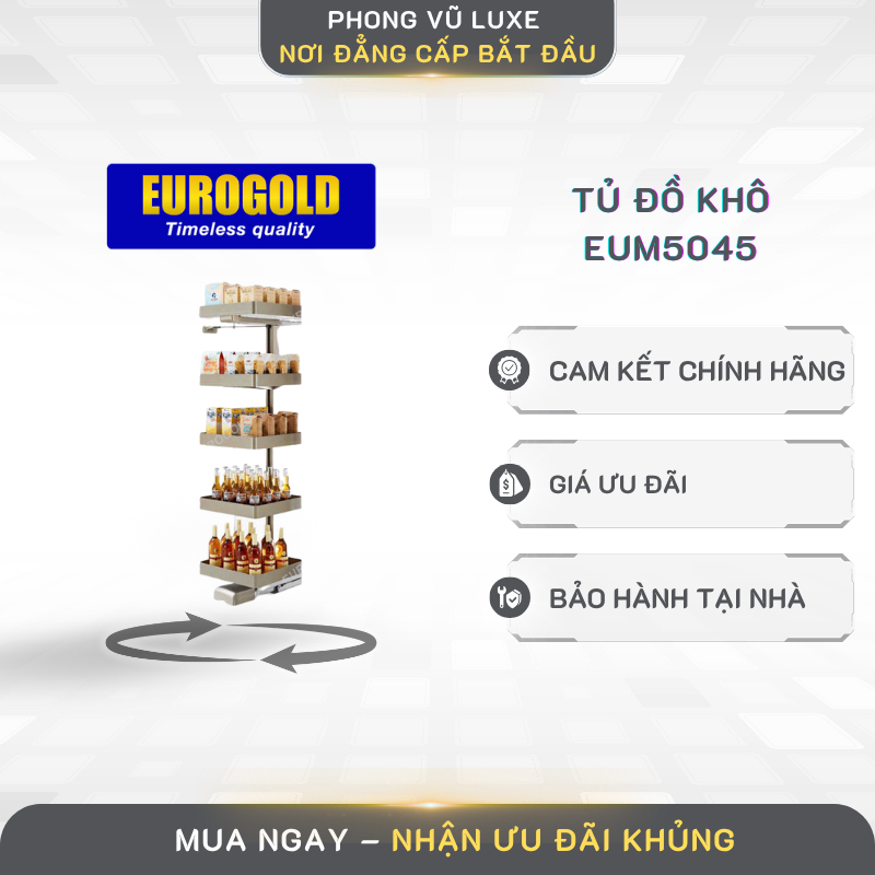 Tủ kho bếp Eurogold EUM5045 - Tủ đồ khô phụ kiện nhà bếp, chính hãng, lắp đặt dễ dàng.