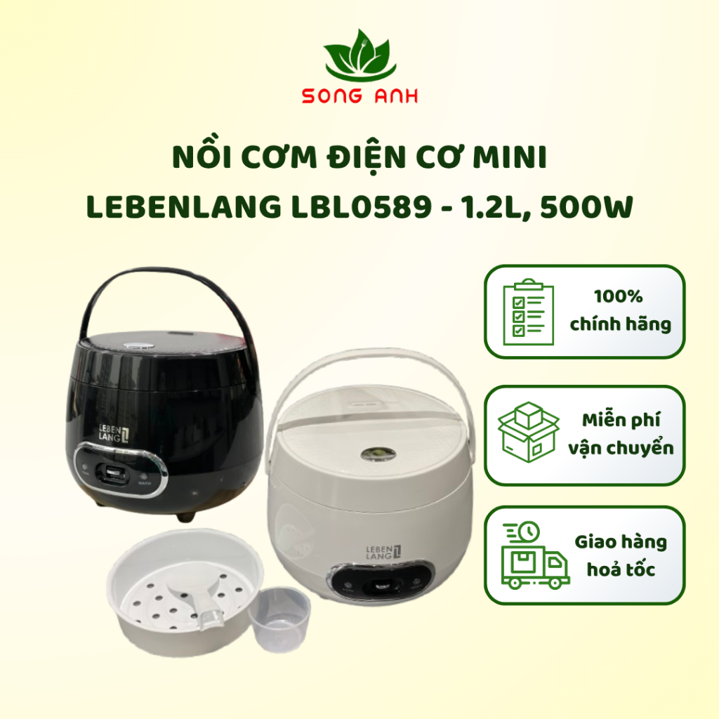 Nồi cơm điện cơ mini Lebenlang LBL0589 - dung tích 1.2L, 500W bảo hành 2 năm
