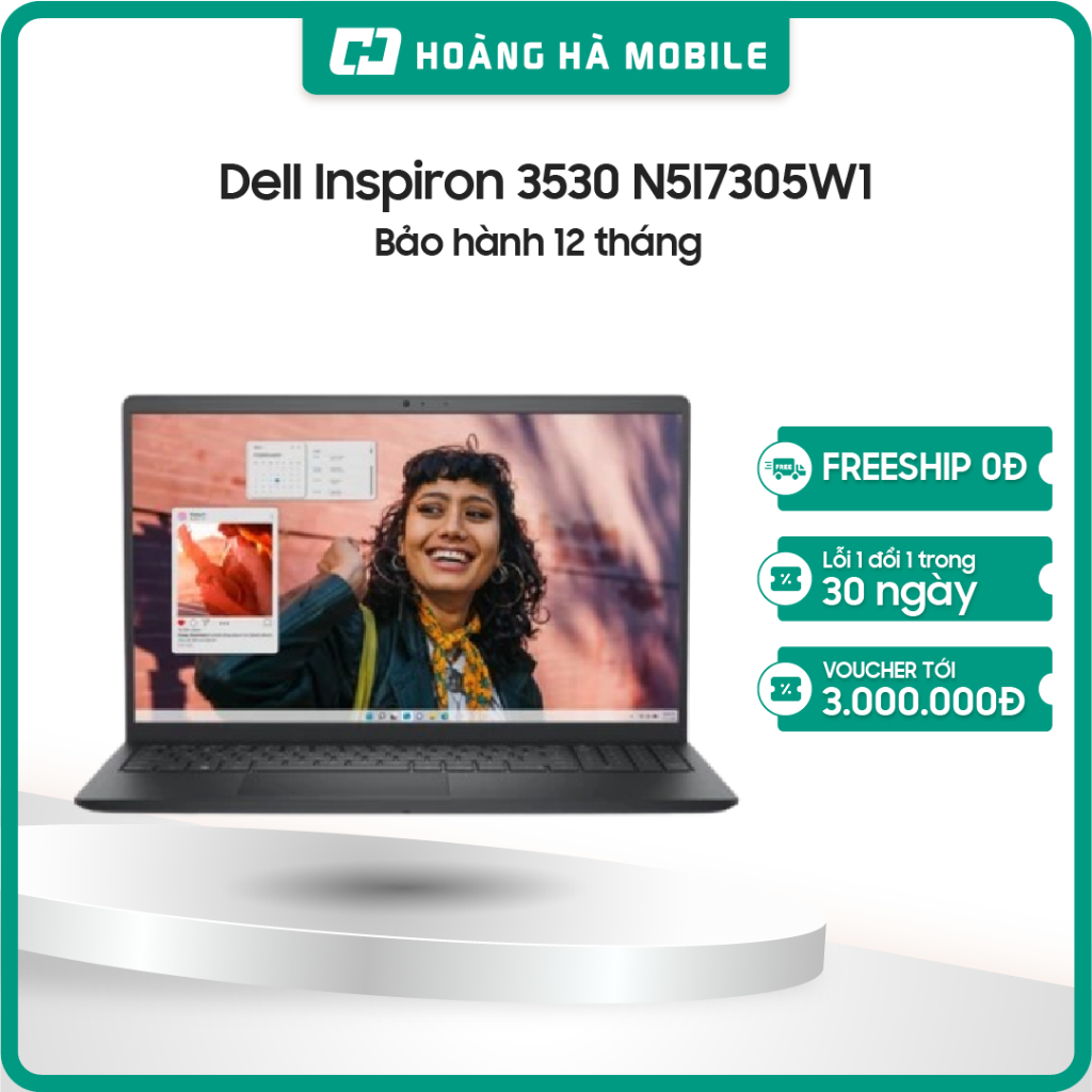 Laptop Dell Inspiron 3530 N5I7305W1 (i7 1355U/16GB/512GB/ 15.6 inch FHD/ Win 11+Office/ Black) - Bảo