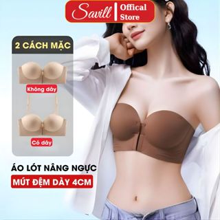  Áo ngực nữ quây ngang cài trước su mịn đệm 4cm dày Áo lót không gọng 2 dây tháo rời SAVILL A806 