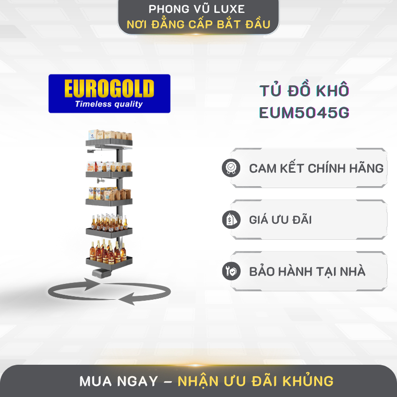 Phụ kiện tủ bếp thông minh Eurogold EUM5045G - Tủ đồ khô, Tủ kho đựng thực phẩm