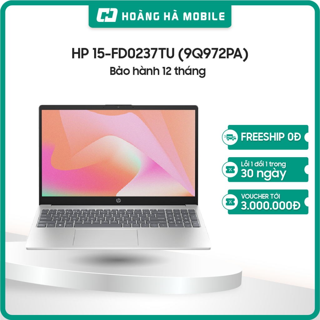Laptop HP 15-FD0237TU (9Q972PA) (i5-1334U/ 8GB/ 512GB/15.6" FHD/Win11/ Bạc) - Bảo hành 12 tháng Chín