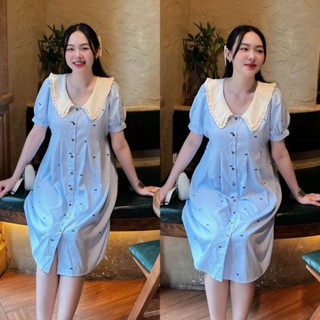  MUMMUM    Đầm bầu sọc KITTY in nơ xếp ly cổ phối năng động nhẹ nhàng phù hơp đi làm dạo phố đều xinh . 