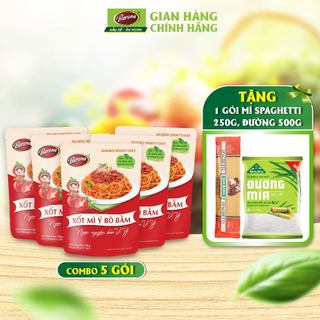 Combo 5 gói Xốt Mì Ý Bò Bằm Barona 120g + [Tặng 1 gói Mì Spaghetti 250g + 500g đường]