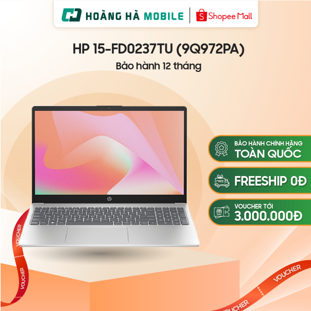 Laptop HP 15-FD0237TU (9Q972PA) (i5-1334U/ 8GB/ 512GB/15.6" FHD/Win11/ Bạc) - Chính hãng