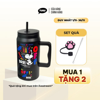  Bình giữ nhiệt khắc tên Snoopy 1500ml có tay cầm ly nước giữ nhiệt nóng lạnh inox 304 cao cấp có ống hút – TUHUHOUSE 