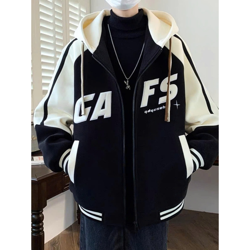 ( CÓ TÚI TRONG) ÁO KHOÁC NỈ LOGO THÊU PHONG CÁCH NAM TÍNH,NÓN TO,DỄ PHỐI ĐỒ THÊU GAFS,DÂY KÉO CHẮC CHẮN