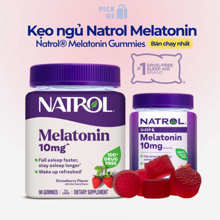   Hộp nguyên 90v  Tách Lẻ  Kẹo Dẻo Hỗ Trợ Ngủ Ngon Natrol Melatonin 10mg Sleep Vị Dâu Của Mỹ 