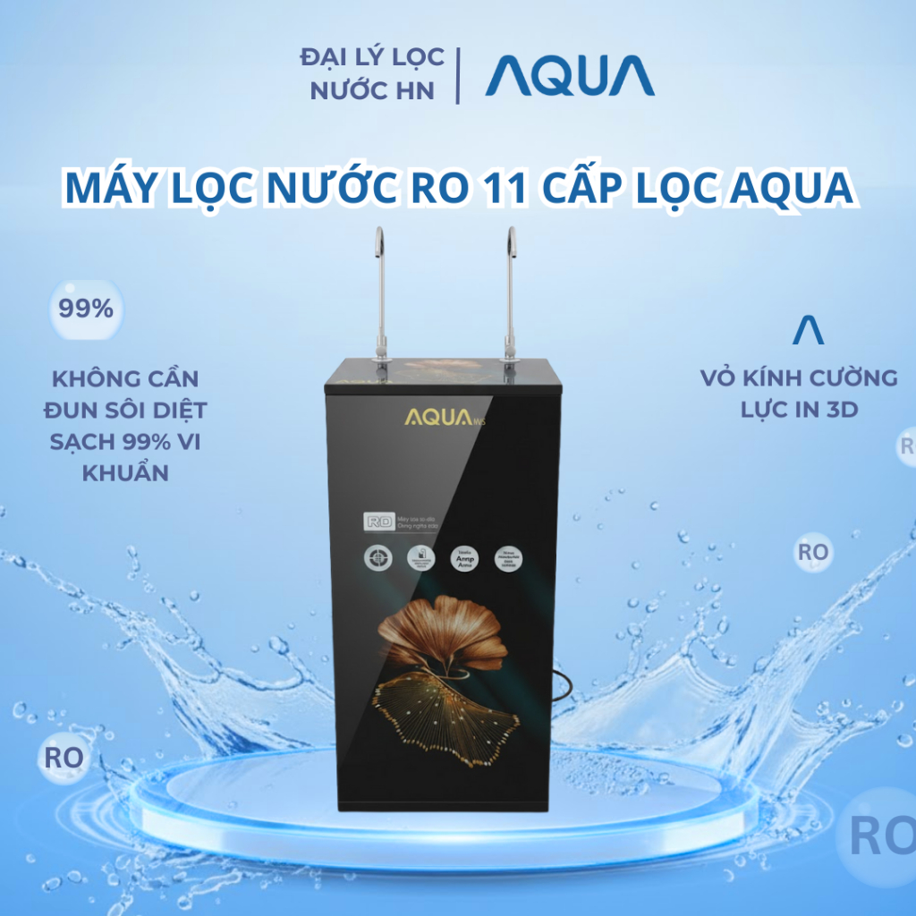 Máy Lọc Nước RO 2 Vòi 11 Cấp Lọc AQUA - uống trực tiếp tại vòi không cần dun sôi diệt sạch 99% vi khuẩn và tập chất