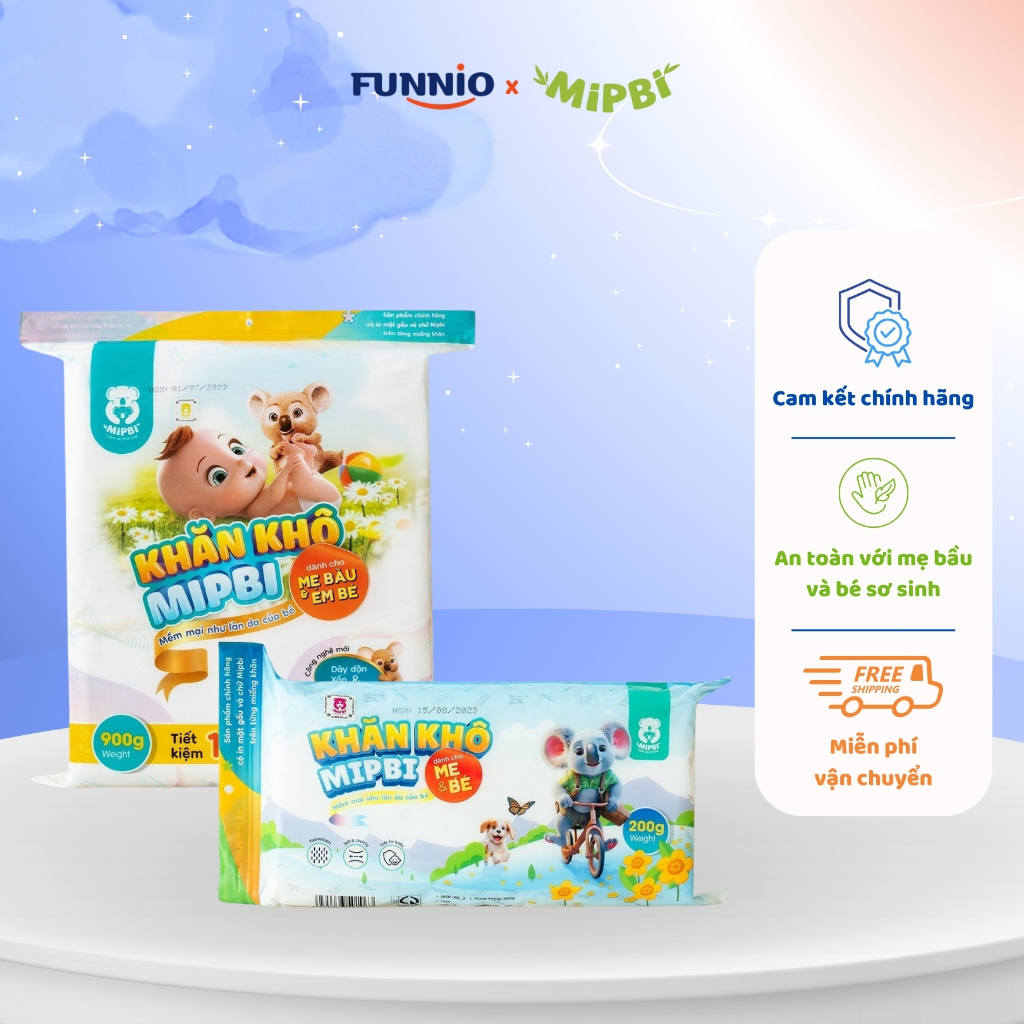 Khăn khô đa năng cho bé Mipbi túi 200g/800g/900g/1000g