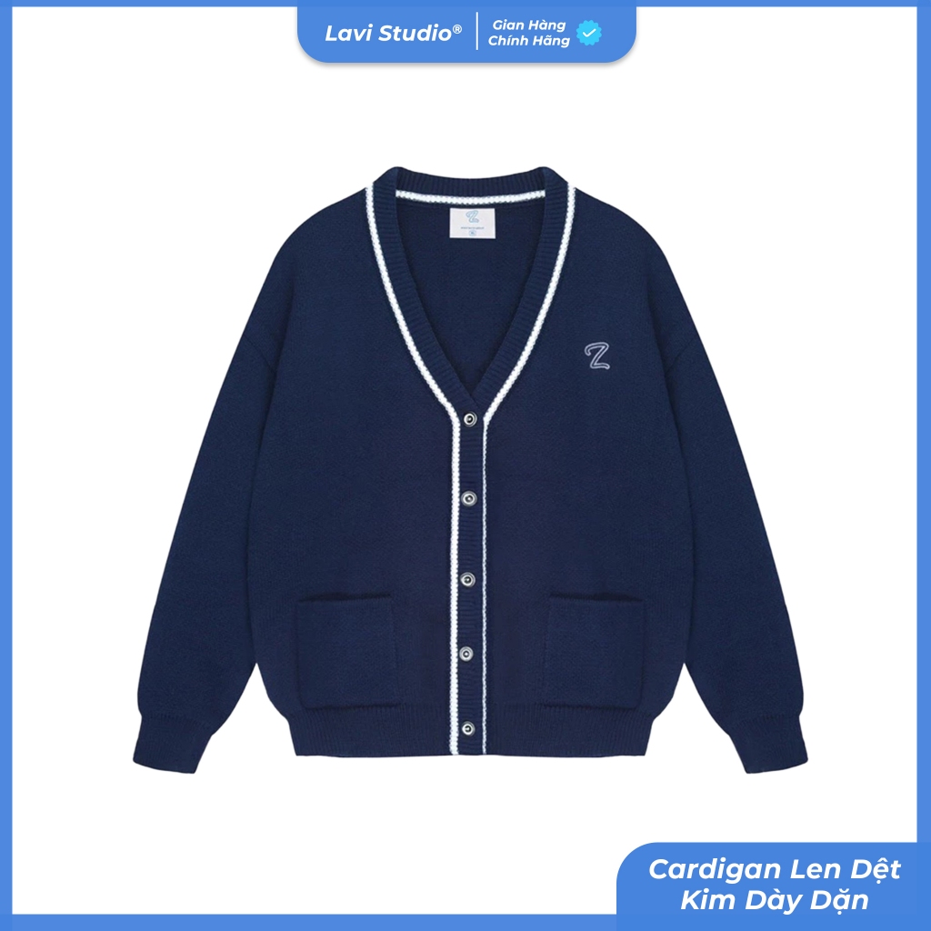 Áo Cardigan Len Dệt Kim Organic Local Brand Lavi Studio/ Logo Thêu