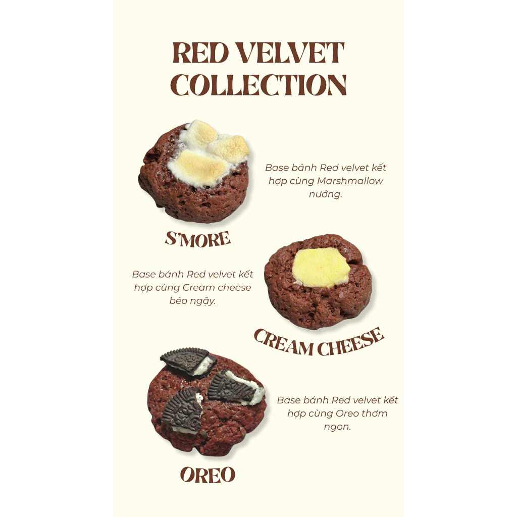 [dearu.bakery] BÁNH COOKIE MỀM VỊ RED VELVET SOFT COOKIE RED OREO RED CHEESE RED SMORE
