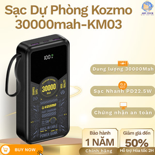 SẠC DỰ PHÒNG 30.000mAh SẠC NHANH 22.5W –DUNG LƯỢNG KHỦNG, 3 CỔNG RA, MÀN HÌNH LED, AN TOÀN TUYỆT ĐỐI
