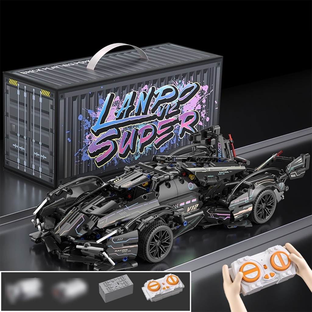 【2025】Mô hình lắp ráp siêu xe Xe thể thao đua xe V12 Black tỉ lệ 1:14 Đồ chơi lắp ráp trí tuệ cho trẻ em Quà sinh nhật