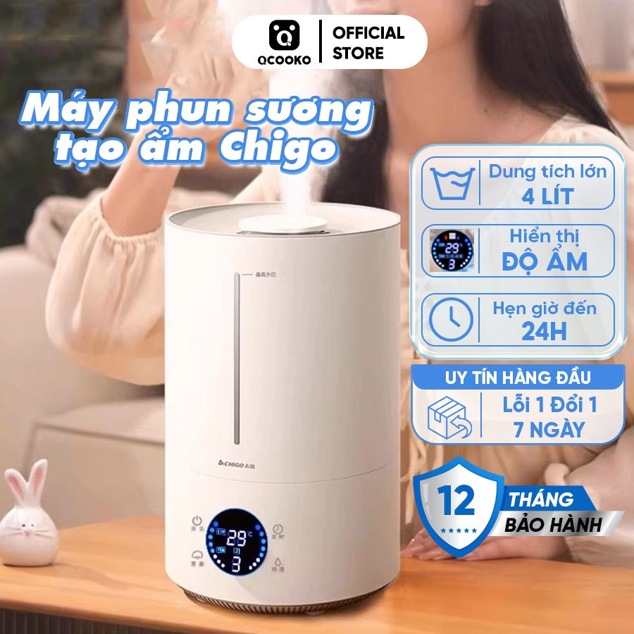 Máy phun sương Chigo tạo ẩm không khí, làm mát, kháng khuẩn, BH 12 tháng