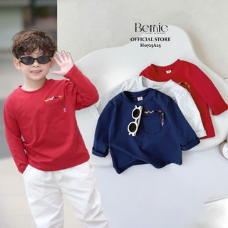  Áo cotton dài tay bé trai Bernie phối túi thêu hình con vật đáng yêu - Áo thu đông bé trai 9-24kg - H0725A25 