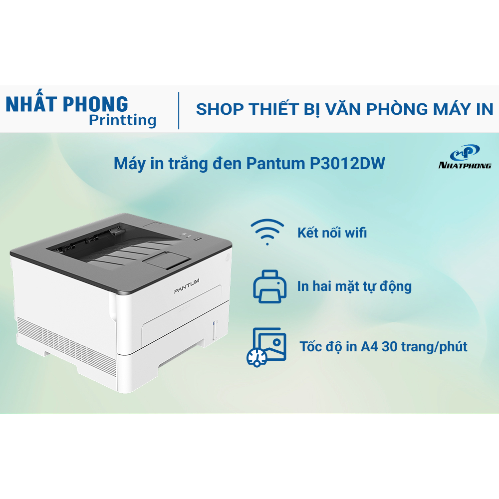 Máy in Laser đen trắng Pantum P3012DW (A4 | In đảo mặt | USB| WIFI) - mới 100%