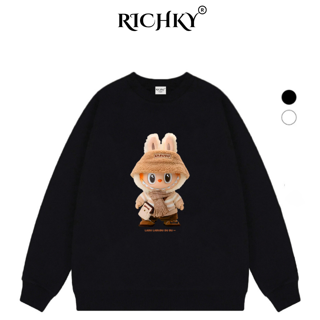 Áo Sweater Richky Luxury Premium Nỉ The Monters Labubu Dress Be Latte Vinyl Plush Doll