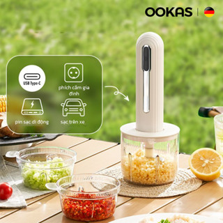 OOKAS Máy xay thực phẩm đa năng Máy Xay Thịt Nhỏ 4 lưỡi  dao inox sắc bén,Tặng 3 cái bát 200ml