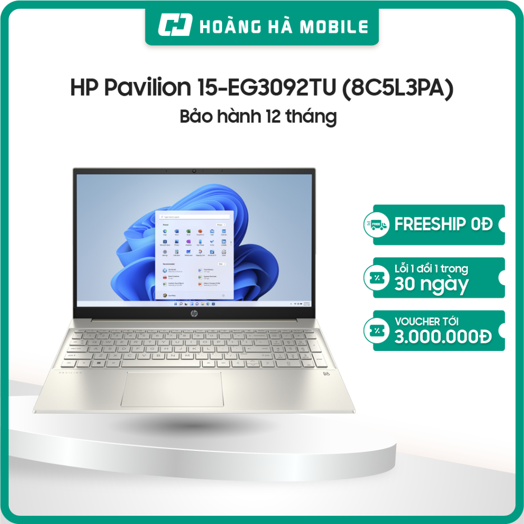 Laptop HP Pavilion 15-EG3092TU (8C5L3PA) (i7-1355U/8GB/512GB/15.6 inch FHD/Win11/ Gold) - Chính hãng