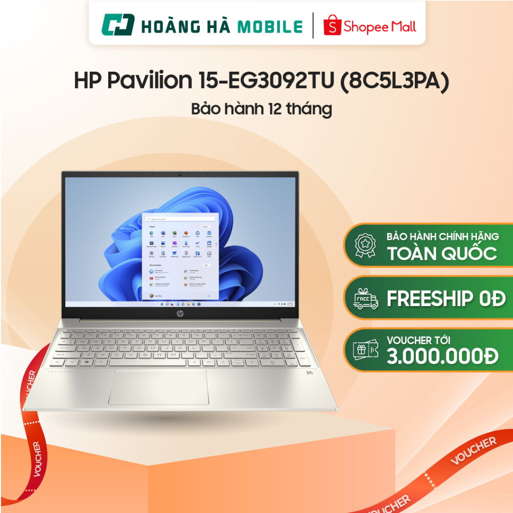 Laptop HP Pavilion 15-EG3092TU (8C5L3PA) (i7-1355U/8GB/512GB/15.6 inch FHD/Win11/ Gold) - Chính hãng