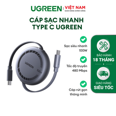 Cáp sạc nhanh Type C UGREEN | Sạc nhanh PD 100W | Tốc độ truyền 480 Mbps | Bảo hành 18 tháng 1 đổi 1 | 65905