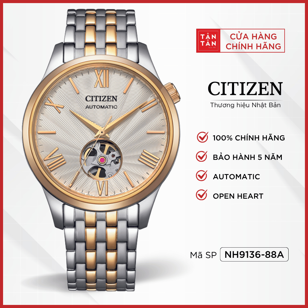 Đồng Hồ Nam Citizen Open Heart NH9136-88A Automatic 40mm - Đồng Hồ Tân Tân