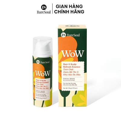 BareSoul Gel tinh chất giảm bết, kiềm dầu, khử mùi & làm mát da đầu với Prebiotic, Betaine & Cam thảo BareSoul WOW 50g