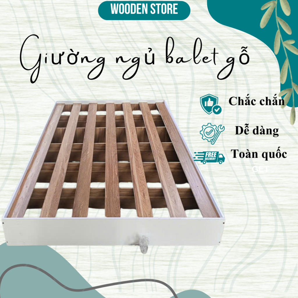Giường ngủ ballet pallet gỗ hiện đại gấp gọn thông minh sạp giường gỗ chịu lực cao dễ lắp đặt gia đì