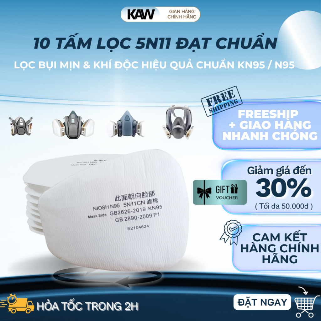 Combo 10 Bông Lọc Mặt Nạ Chống Độc 3m 6200 6800 7502 5N11CN KN95