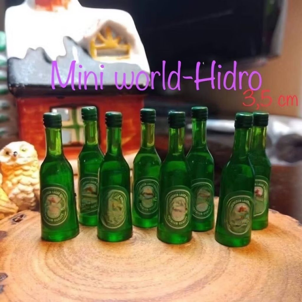 Combo 5pcs Mô hình đồ chơi chai b i a K e n mini tí hon tỉ lệ 1/12 trang trí dùng cho nhà búp bê B J