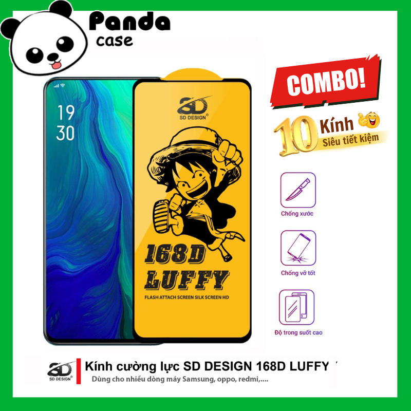 COMBO 10 Kính Cường Lực cho SAMSUNG OPPO REDMI VIVO RENO ... 168D SD Design trong suốt Full Màn - Pa