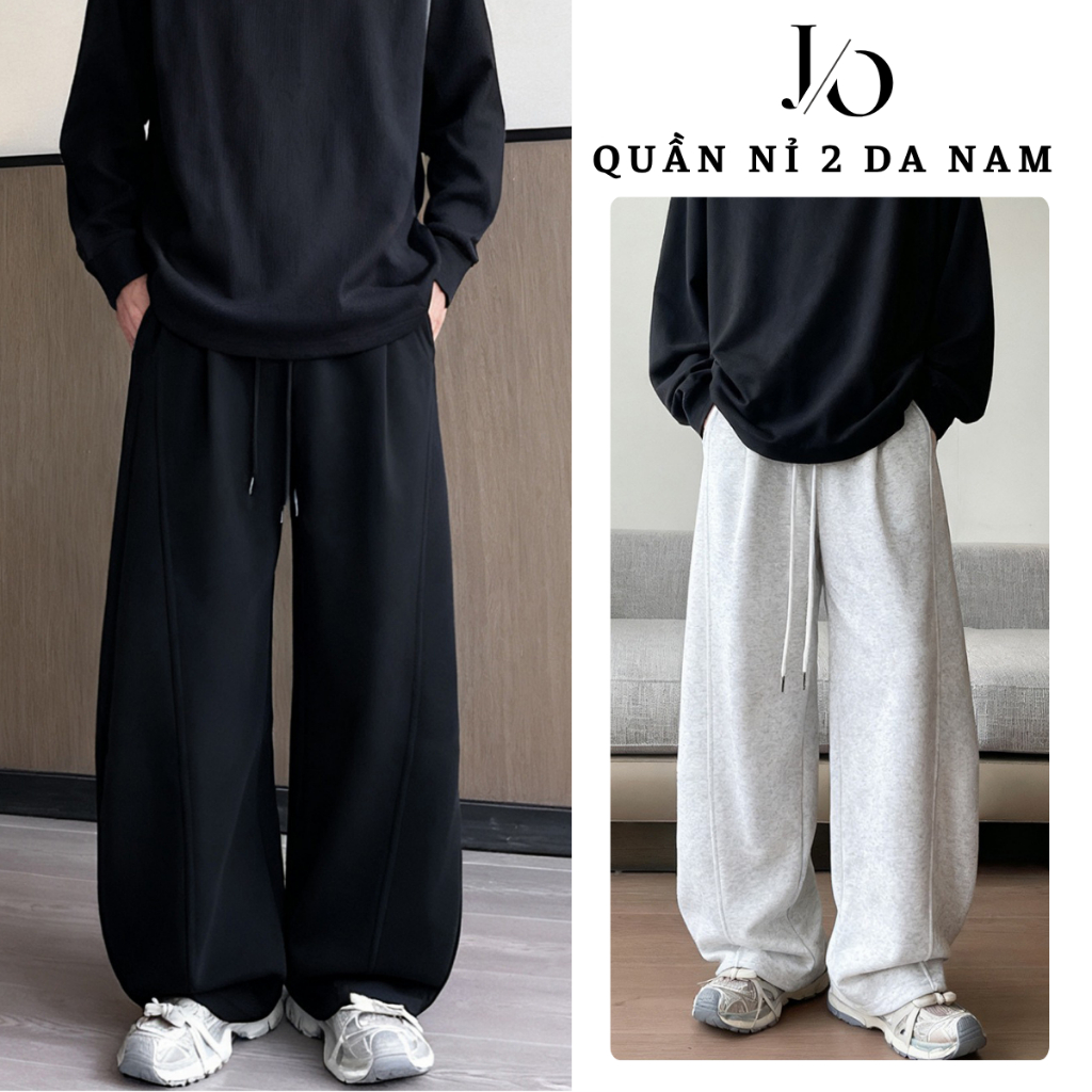 Quần Nỉ Nam 2 Da ỐNG CONG From Rộng Cạp Chun Dây Rút Điều Chỉnh Eo Quần Nỉ Unisex BIGSIZE Dễ Phối | BigBuy360 - bigbuy360.vn