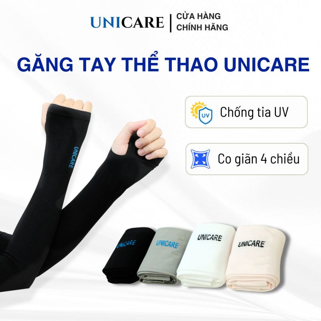 Găng Tay Thể Thao Xỏ Ngón Unicare Cao Cấp, Găng Tay Chống Nắng UPF 50+ Chất Thun Lạnh Co Giãn 4 Chiều