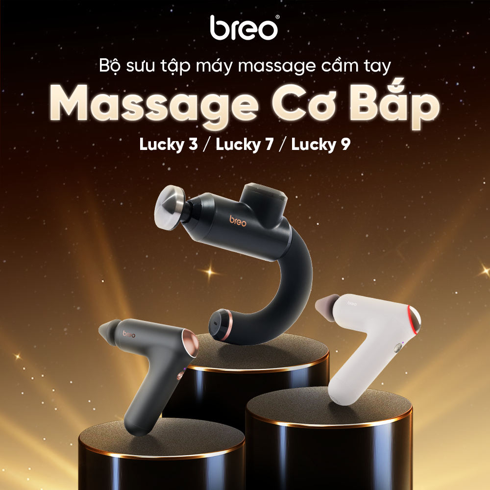 Máy Massage Cầm Tay Chính Hãng BREO - Lucky 3 / Lucky 7 / Lucky 9
