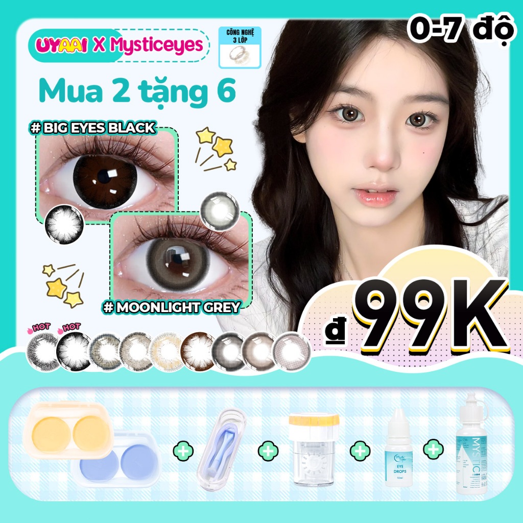 [Mua 2 tặng 6] kính áp tròng MCK1 0-7 độ, hàm lượng nước 40%, 14mm 14.2mm 14.5mm, dùng một lần nửa n