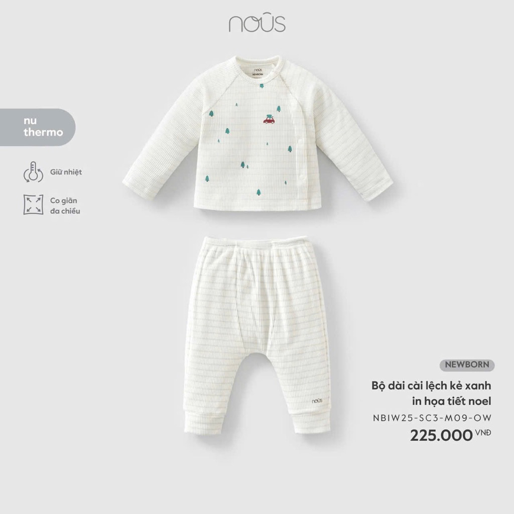 (NOUS NOEL) BỘ NOUS NEWBORN CÀI LỆCH HOẠ TIẾT NOEL