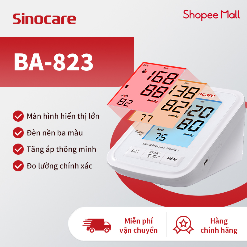 Máy Đo Huyết Áp Bắp Tay Tự Động Sinocare BA-823-Giọng Nói Tiếng Việt