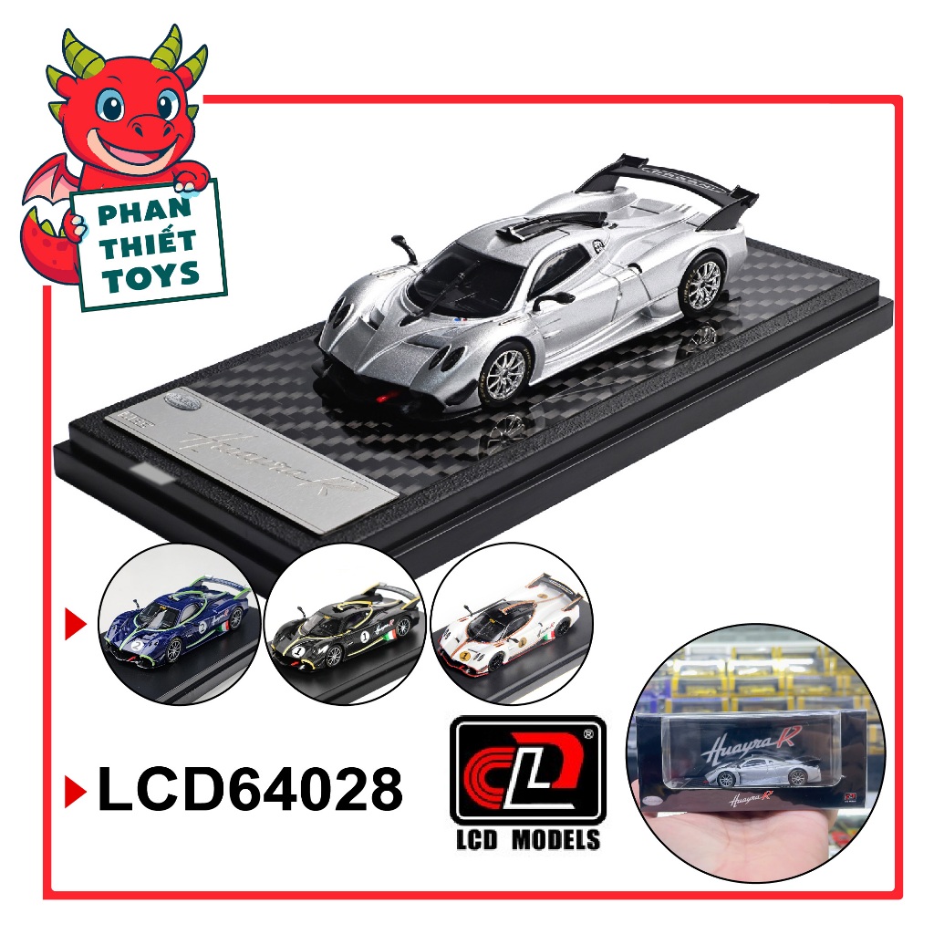 Mô hình xe ô tô Pagani Huayra R Sliver tỉ lệ 1:64 LCD models LCD64028