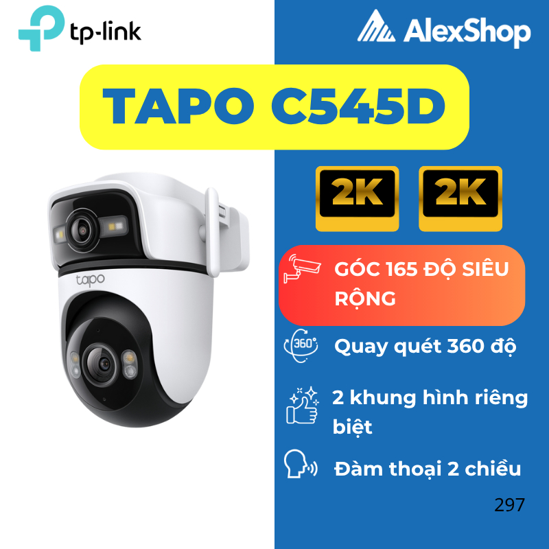 [6M] Camera 2 Mắt AI Tapo C545D / C246D, Ngoài Trời Góc Siêu Rộng Phân Giải 3M + 3M