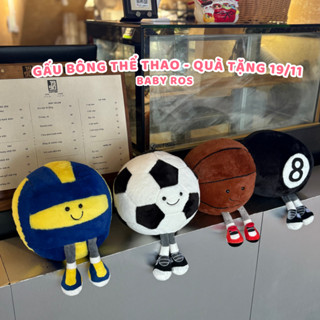  Gấu Bông Hình Quả Bóng Đá Bóng Bi-a Bóng Chuyền Bóng Rổ Cầu Lông Đáng Yêu Baby Ros 