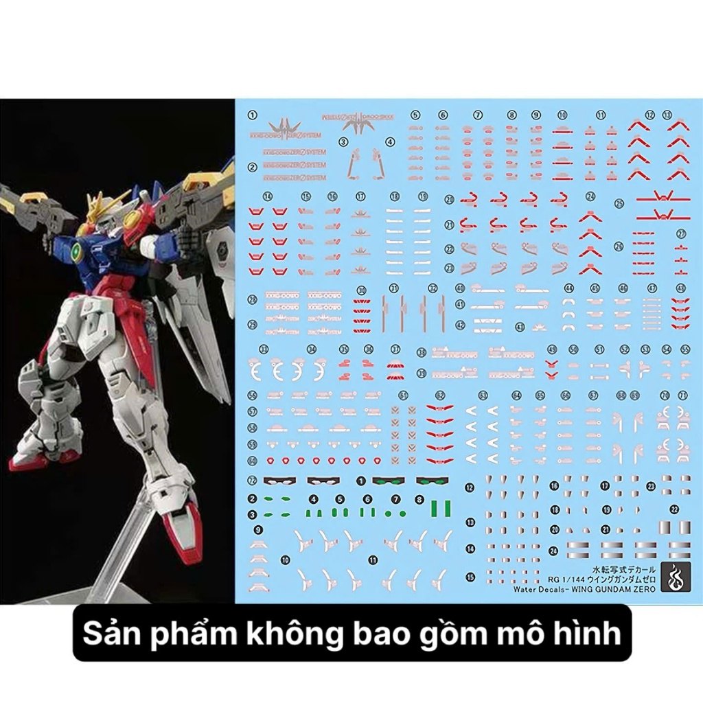 [Ghost] Decal/Đề can nước mô hình RG Wing Gundam Zero