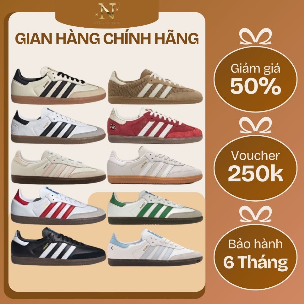 [HÀNG CHÍNH HÃNG] Giày Adidas Samba AUTHENTIC. Giày Sneaker Samba Đế Nâu Basic Nam Nữ. Bao Check
