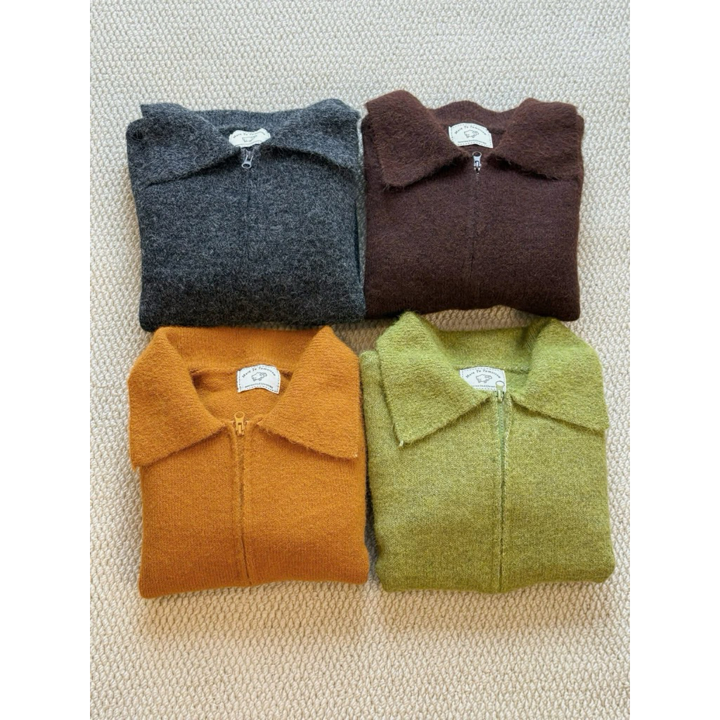 [Hàng QC sẵn] Áo len cổ bẻ khóa kéo lông xù dáng ngắn basic style vintage TAG CỪU mã 25605 | BigBuy360 - bigbuy360.vn