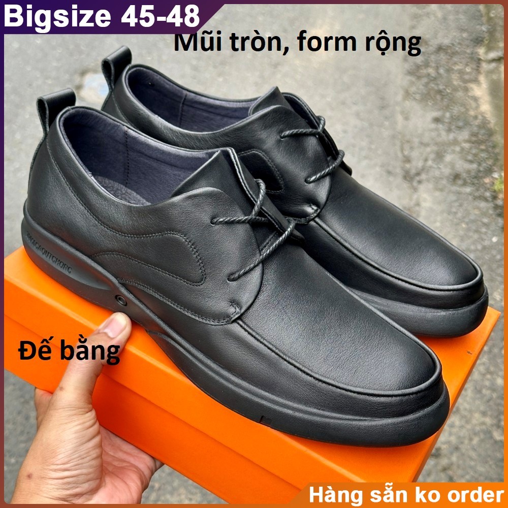 Giày tây cỡ lớn cho nam chân ú bè 29-30cm. Mũi tròn form rộng đế bằng. Big size derby shoes 46-47eu