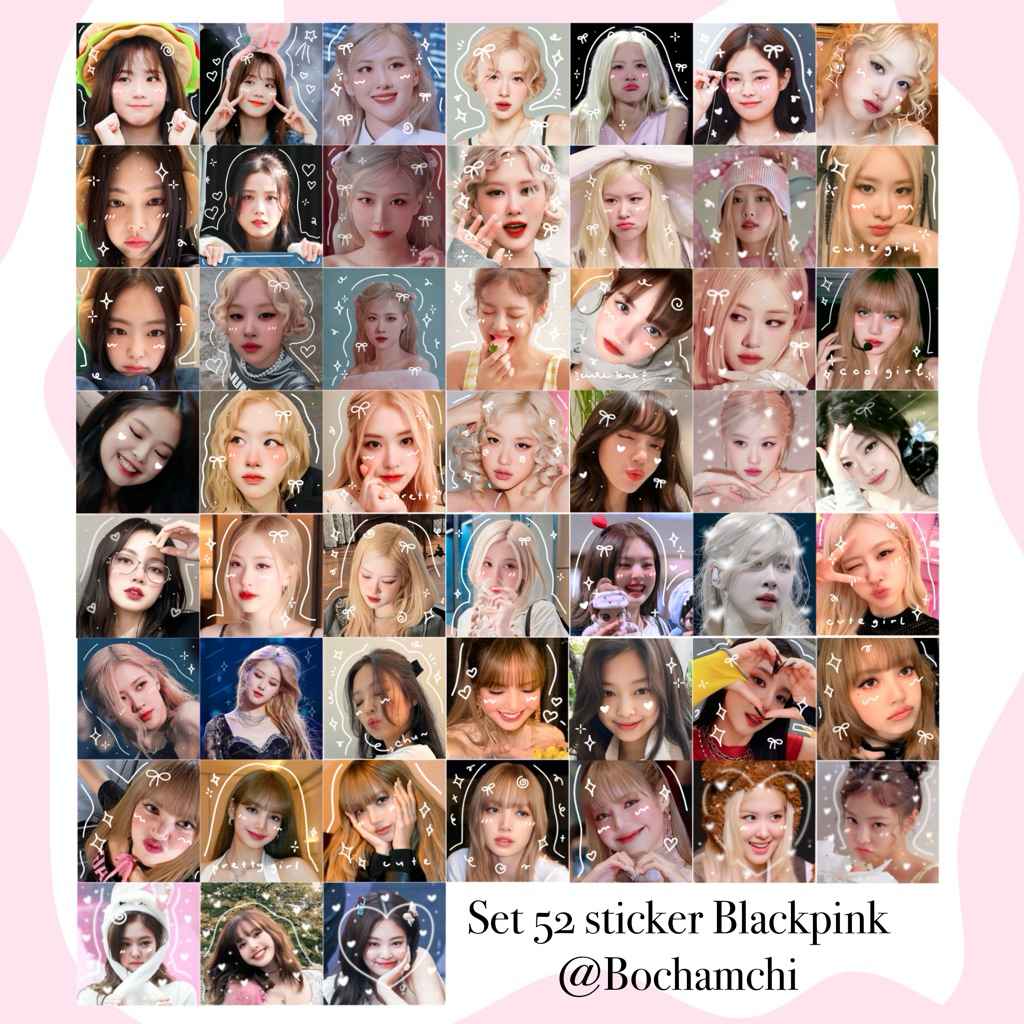 Set 52 sticker Blackpink, sticker Lisa, Jennie, Rose, Jisoo - Bơ chăm chỉ