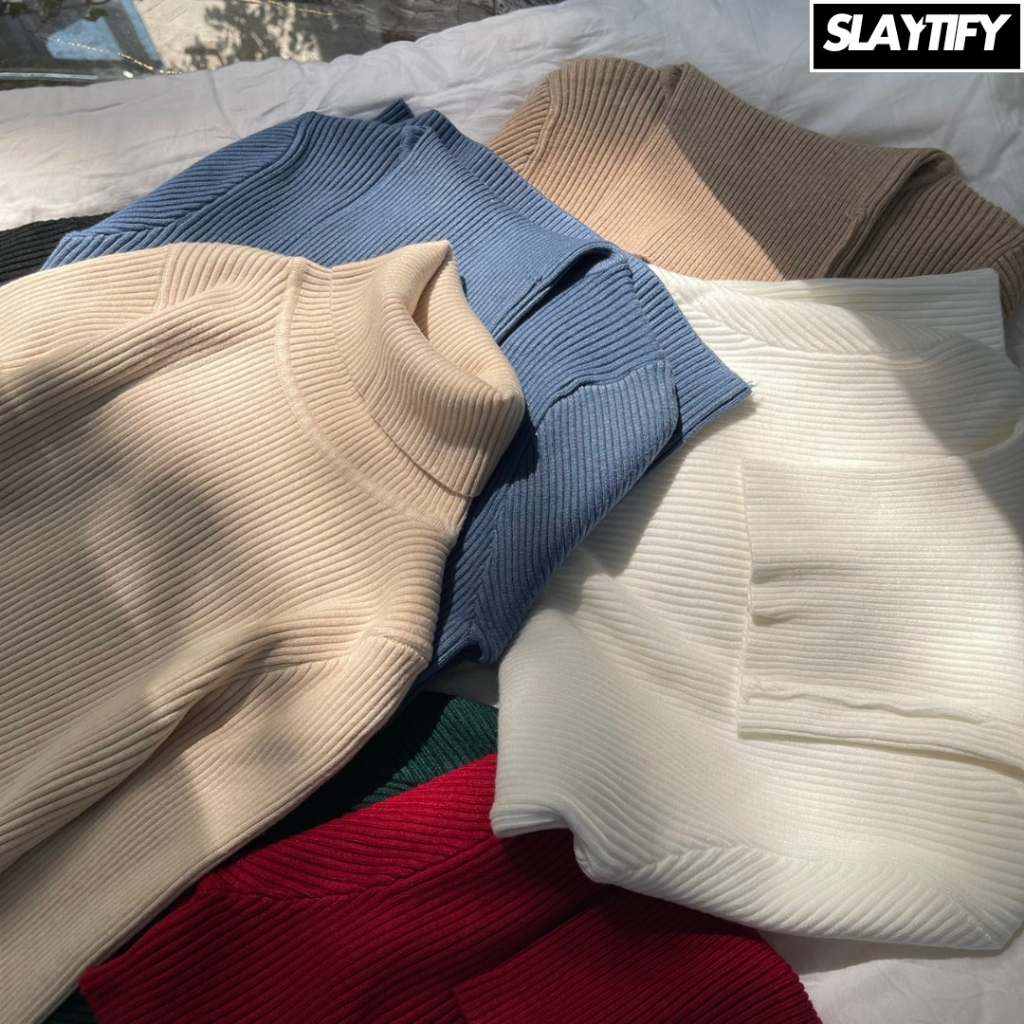 Áo len nữ cổ lọ Slaytify co dãn Áo Len Cao Cổ form ôm dáng lông cừu Quảng Châu