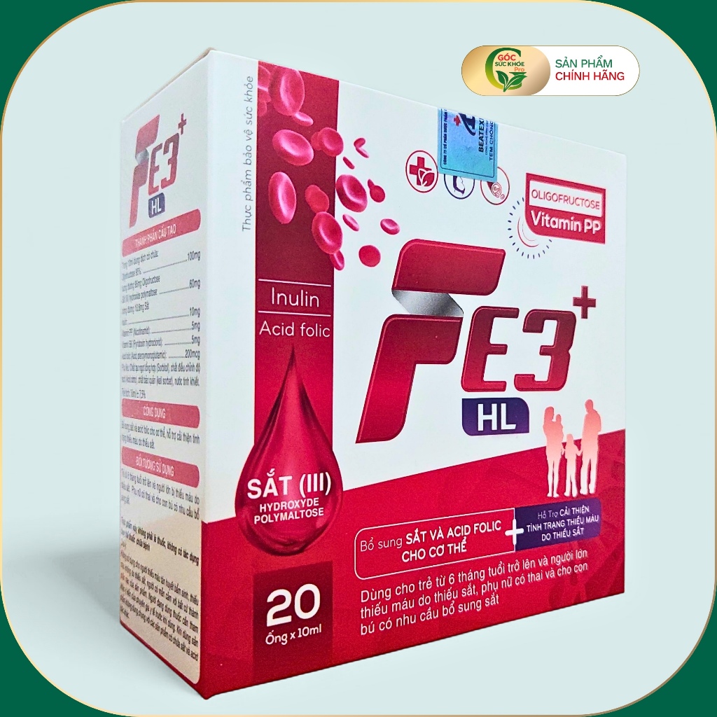 Siro Sắt Fe3+ HL - Cho Bé Từ 6 Tháng - Dễ Hấp Thu, Không Táo Bón - 20 Ống x10ml