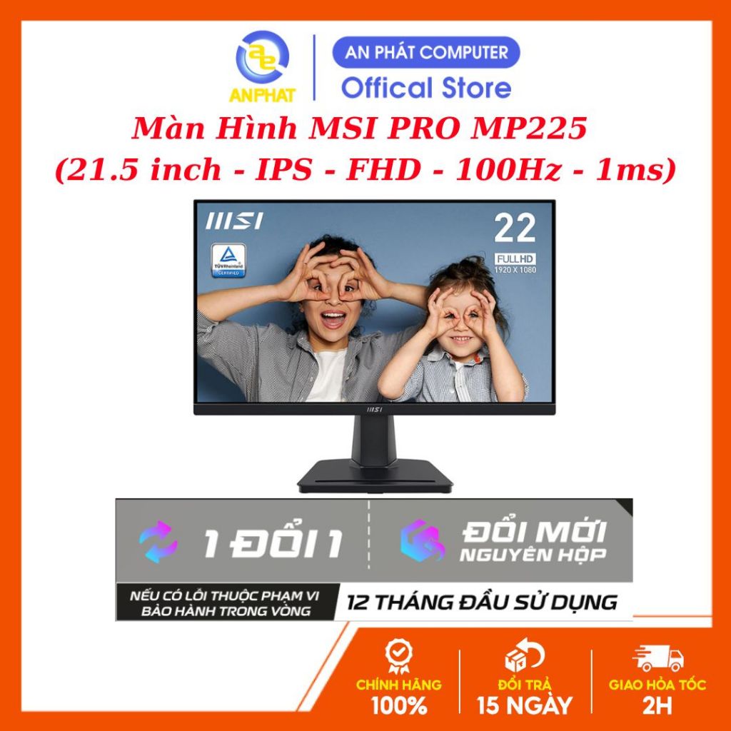 Màn Hình Gaming MSI PRO MP225 (21.5 inch - IPS - FHD - 100Hz - 1ms) - Hàng chính hãng