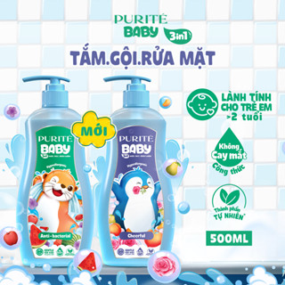 [MỚI RA MẮT] Sữa Tắm Gội Rửa Mặt 3in1 Purité Baby Kháng Khuẩn/ Vui Nhộn 500ML